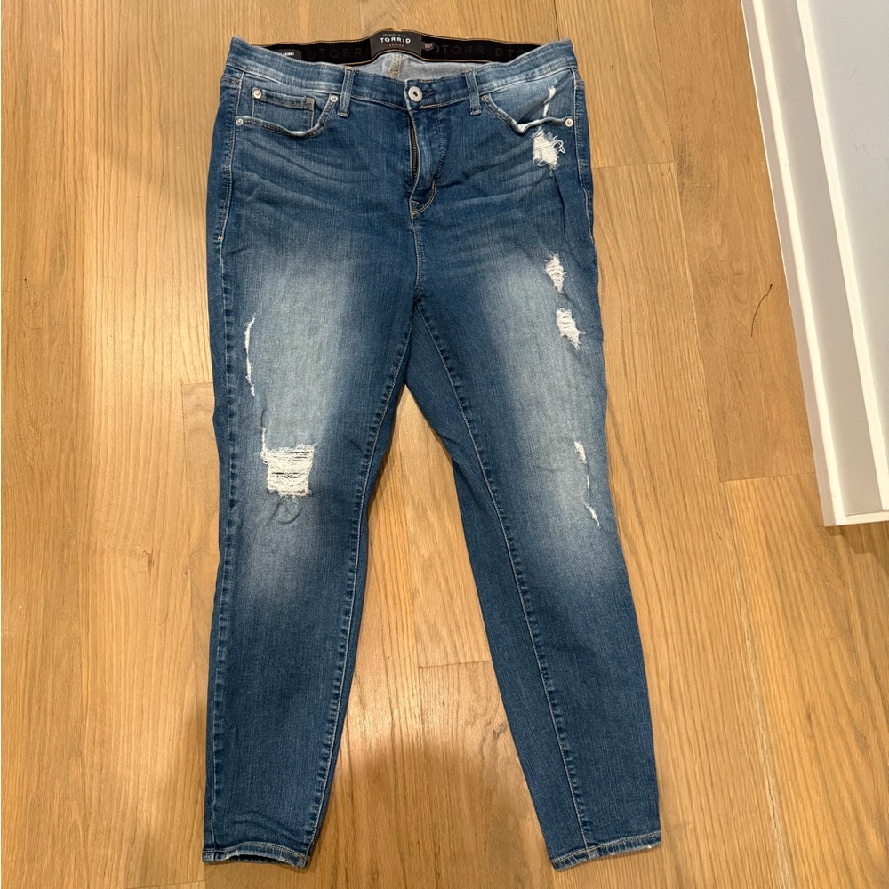 Torrid Blue Distressed Skinny Jeans